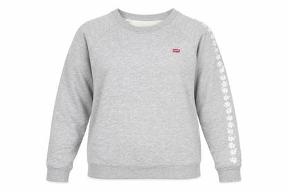 Levi’s Women Grey Floral Sleeve Cotton Pullover Sweatshirt Size S