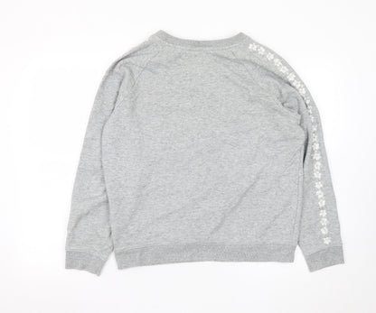 Levi’s Women Grey Floral Sleeve Cotton Pullover Sweatshirt Size S