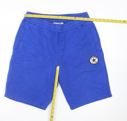 Converse All Star Men's Blue Sweat Shorts L Elastic Waist Casual