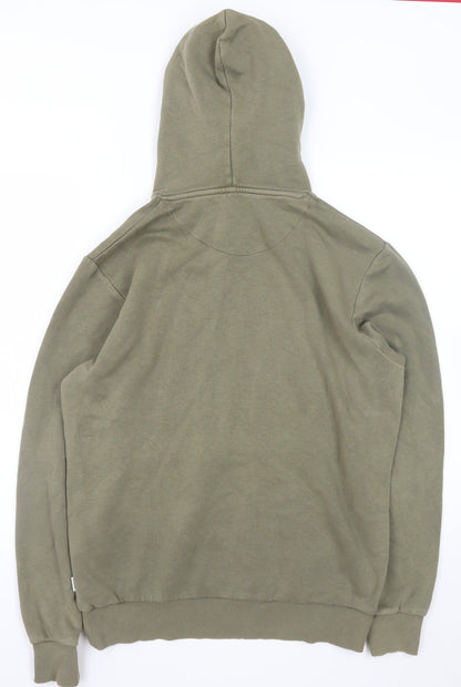 Jack & Jones Men's Green Pullover Hoodie Size M Logo Graphic Sweatshirt