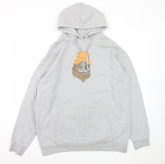 Stars & Stripes Men’s Grey XL Pullover Hoodie with Animal Graphic