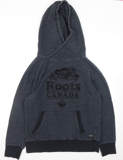 Roots Canada Men’s Grey Pullover Hoodie Size S Classic Logo