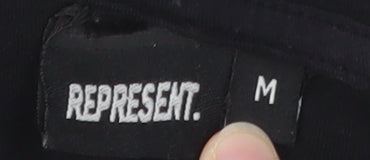 Represent Mens Black Pullover Hoodie Medium Paint Splatter Graphic