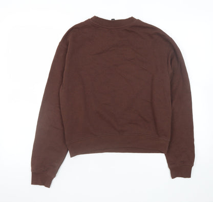 H&M Divided Womens Brown Sweatshirt Small Cotton Blend Crew Neck