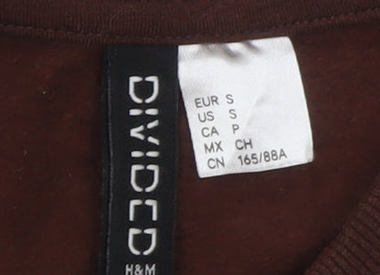 H&M Divided Womens Brown Sweatshirt Small Cotton Blend Crew Neck