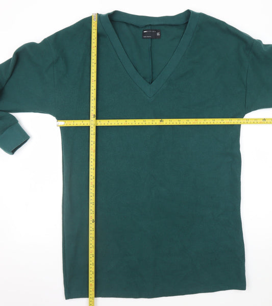 ASOS DESIGN Women's Green V-Neck Long Sleeve Shift Dress Size 12