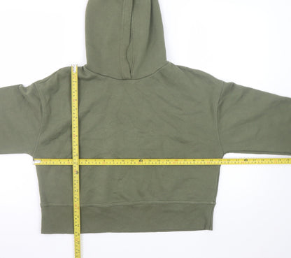 Zara Women’s Green Pullover Hoodie Size S Relaxed Fit Cotton Blend