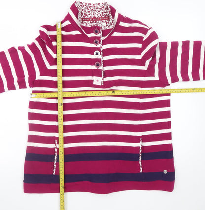 Maine New England Women’s Red & White Stripe Henley Sweatshirt Size 16 Cotton