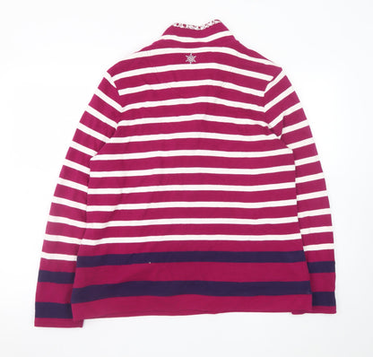 Maine New England Women’s Red & White Stripe Henley Sweatshirt Size 16 Cotton