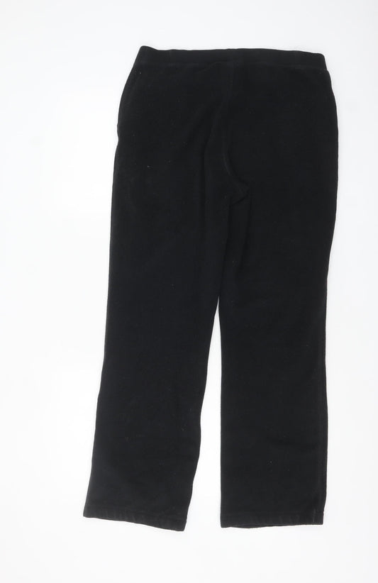 Lands' End Women's Black Fleece Sweatpants Size L Regular Fit