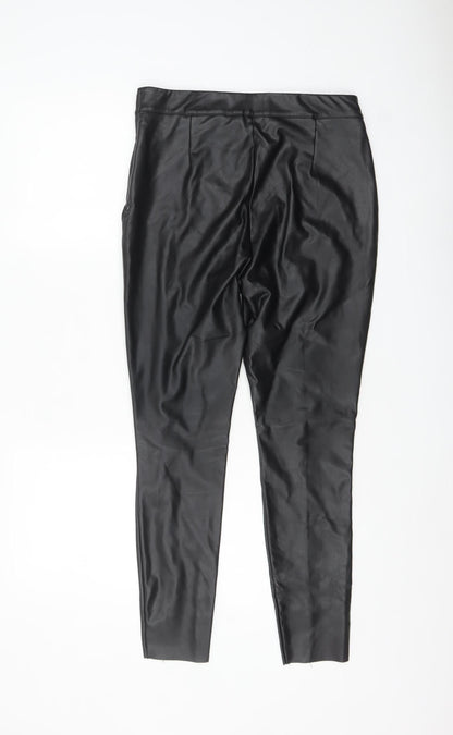 F&F Women's Black Faux Leather Skinny Leggings Size 10