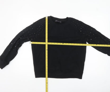 Marks and Spencer Womens Black Beaded Long Sleeve Sweatshirt XS