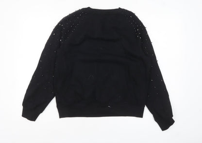 Marks and Spencer Womens Black Beaded Long Sleeve Sweatshirt XS