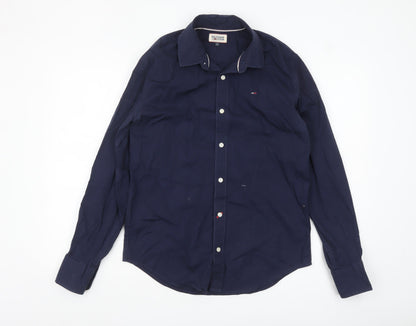 Hilfiger Denim Men's Blue Long Sleeve Button-Up Shirt M