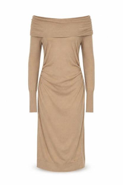 Coast Women’s Beige Off Shoulder Bodycon Knit Dress Size 10