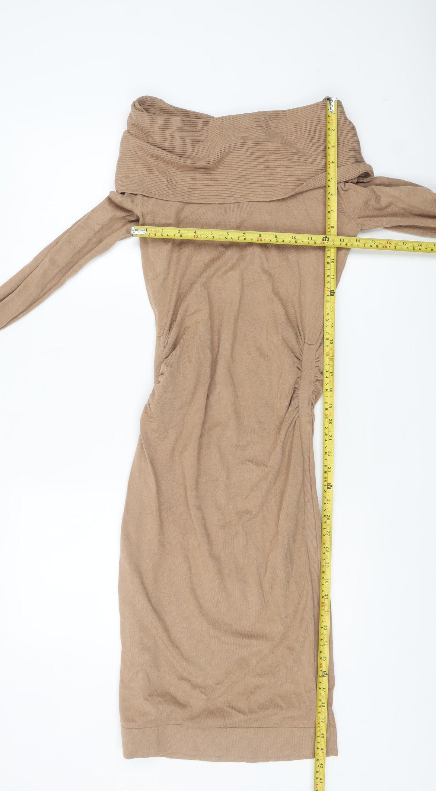 Coast Women’s Beige Off Shoulder Bodycon Knit Dress Size 10