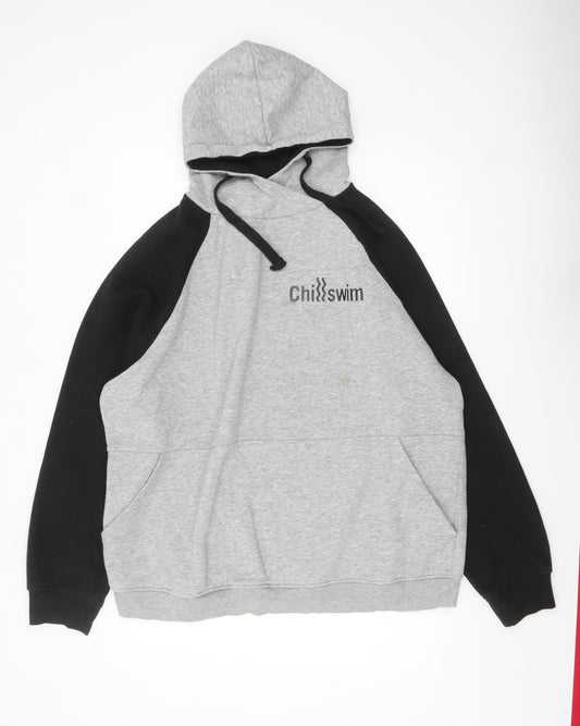 Roly Men's Grey 2XL Pullover Hoodie ChillSwim Graphic Sports Sweatshirt