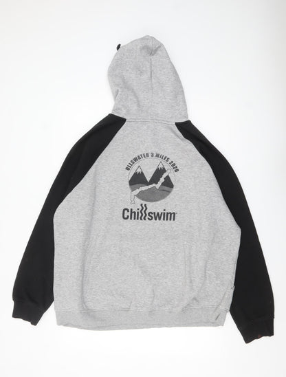 Roly Men's Grey 2XL Pullover Hoodie ChillSwim Graphic Sports Sweatshirt