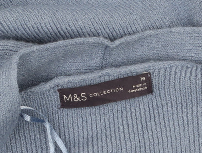 Marks & Spencer Women’s Blue Knit Open Long Sleeve Cardigan Size 16