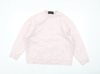 Couture Women Pink Crew Neck Cotton Pullover Sweatshirt UK S