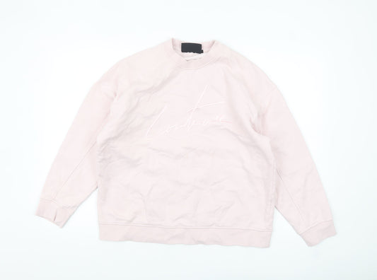 Couture Women Pink Crew Neck Cotton Pullover Sweatshirt UK S