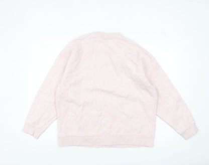 Couture Women Pink Crew Neck Cotton Pullover Sweatshirt UK S
