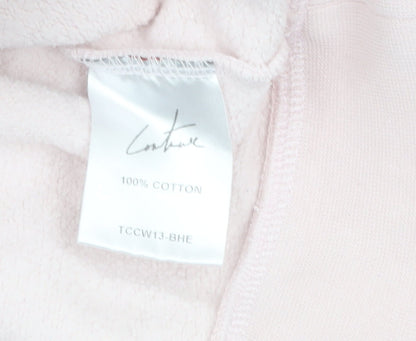 Couture Women Pink Crew Neck Cotton Pullover Sweatshirt UK S
