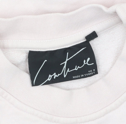 Couture Women Pink Crew Neck Cotton Pullover Sweatshirt UK S