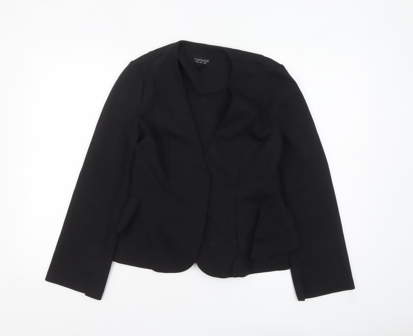 Topshop Women’s Black Peplum Suit Jacket UK 10 Polyester Cotton Blend
