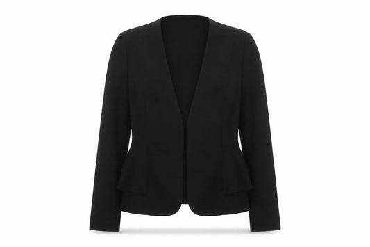 Topshop Women’s Black Peplum Suit Jacket UK 10 Polyester Cotton Blend