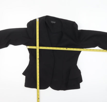 Topshop Women’s Black Peplum Suit Jacket UK 10 Polyester Cotton Blend
