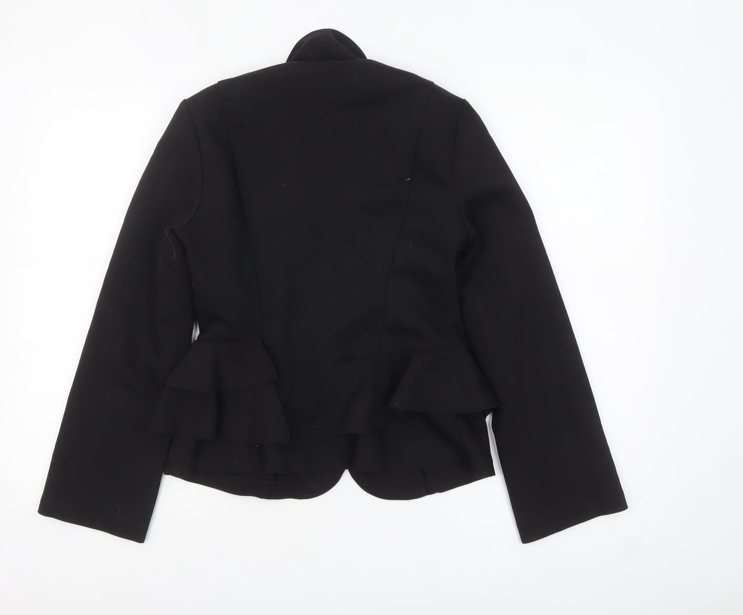Topshop Women’s Black Peplum Suit Jacket UK 10 Polyester Cotton Blend