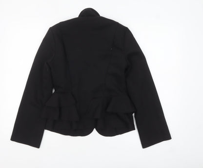 Topshop Women’s Black Peplum Suit Jacket UK 10 Polyester Cotton Blend