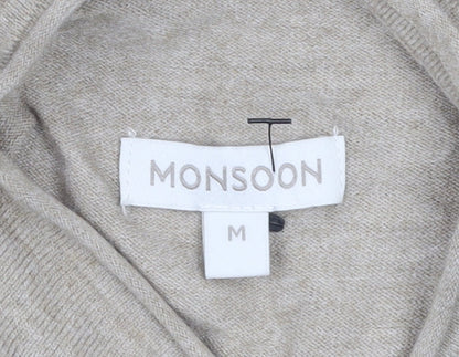 Monsoon Women’s Beige Knit Midi Bodycon Dress Size M