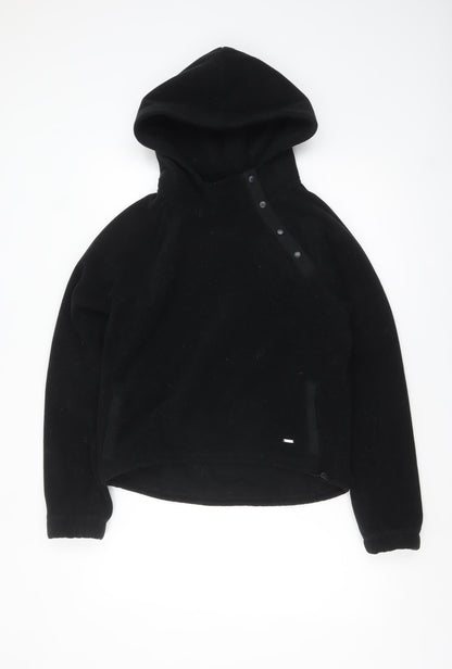 Hollister Womens Black Small Fleece Hoodie with Snap Closure