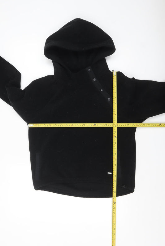 Hollister Womens Black Small Fleece Hoodie with Snap Closure