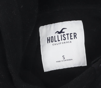 Hollister Womens Black Small Fleece Hoodie with Snap Closure