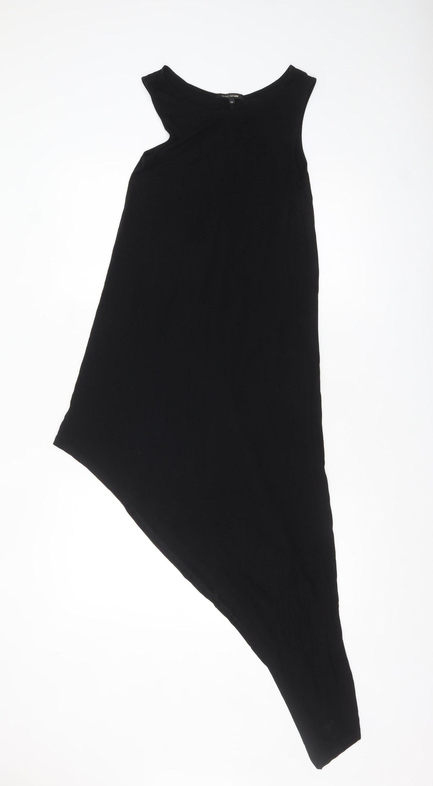 River Island Women’s Black Asymmetric Sleeveless Jersey Dress Size 10