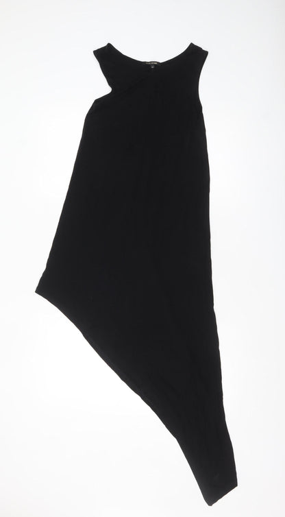 River Island Women’s Black Asymmetric Sleeveless Jersey Dress Size 10