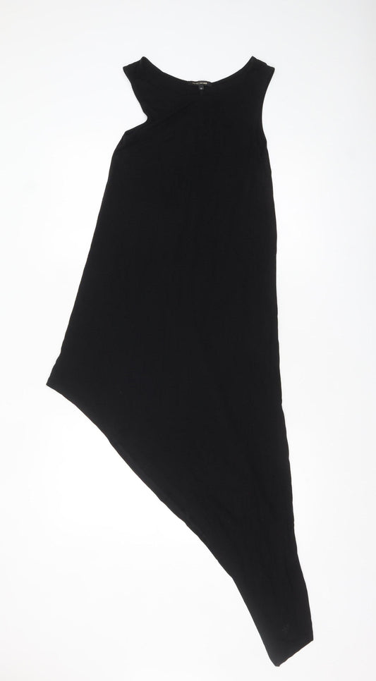 River Island Women’s Black Asymmetric Sleeveless Jersey Dress Size 10