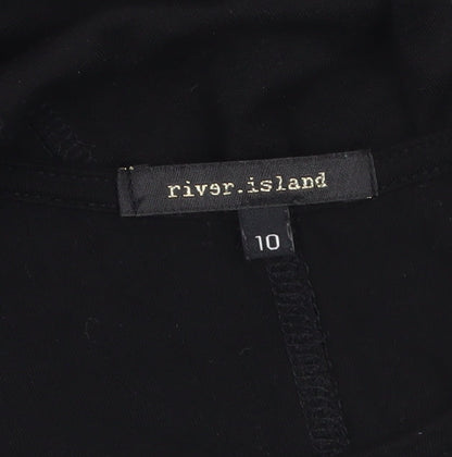 River Island Women’s Black Asymmetric Sleeveless Jersey Dress Size 10