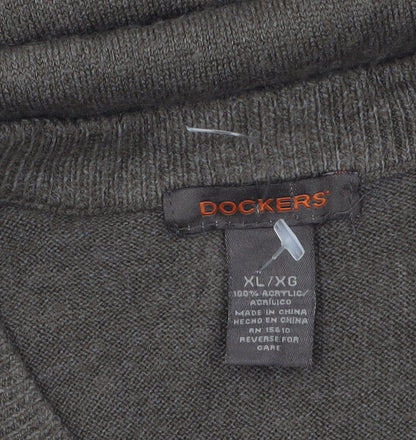 Dockers Men's Brown Acrylic V-Neck Knit Vest XL