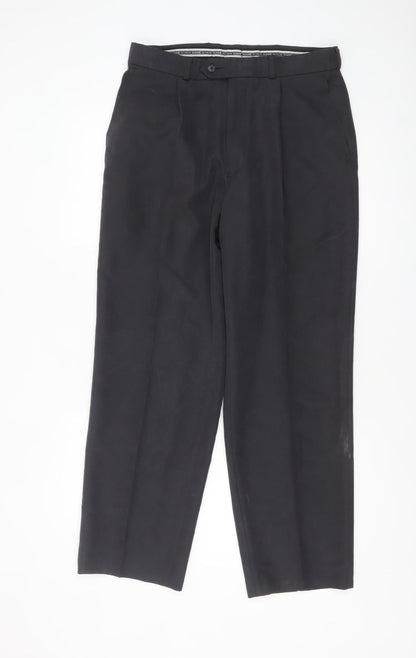 Maine New England Men’s Black Pleated Trousers 32R Regular Fit