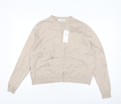 Marks and Spencer Women’s Beige Size 14 Crew Neck Cardigan