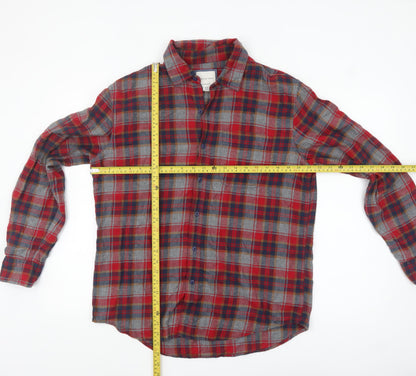 American Eagle Mens Red Plaid Flannel Button-Up Shirt M Regular