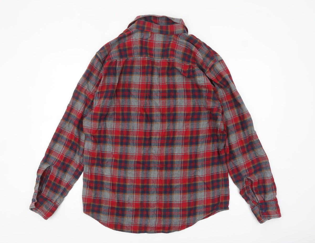 American Eagle Mens Red Plaid Flannel Button-Up Shirt M Regular