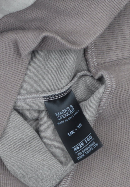 Marks and Spencer Women Taupe Velour Full Zip Hoodie UK 10