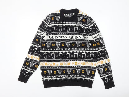 F&F Men’s Black Guinness Christmas Fair Isle Knit Jumper L