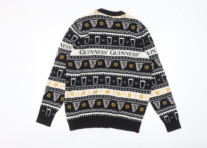 F&F Men’s Black Guinness Christmas Fair Isle Knit Jumper L