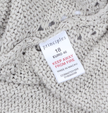 Principles Women’s Beige Boat Neck 3/4 Sleeve Knit Jumper Size 18